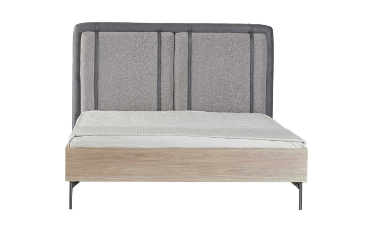 Floyd Coffee-Nubuck Smoke Bedstead with Headboard 160x200 - 1