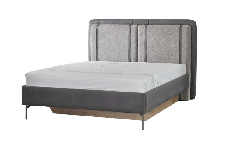 Floyd Nubuck Smoke Upholstered Bedstead With Base And Headboard 160x200 - 2