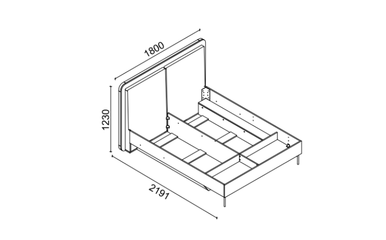 Floyd Nubuck Smoke Upholstered Bedstead With Base And Headboard 160x200 - 5