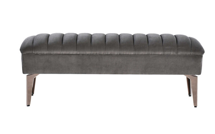 Garneth Bench Velvet Flam Dark Gray - 1