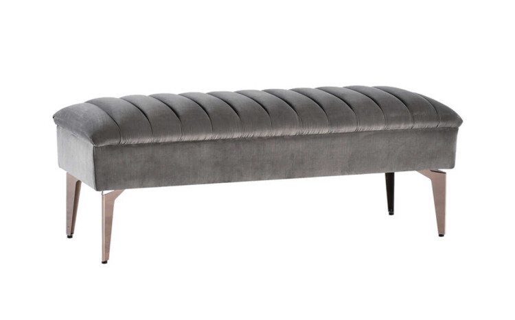 Garneth Bench Velvet Flam Dark Gray - 2