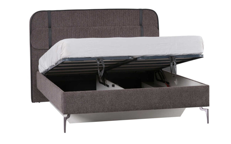 Linea Fame Black Upholstered Bedstead With Base Without Headboard 160X200 - 3