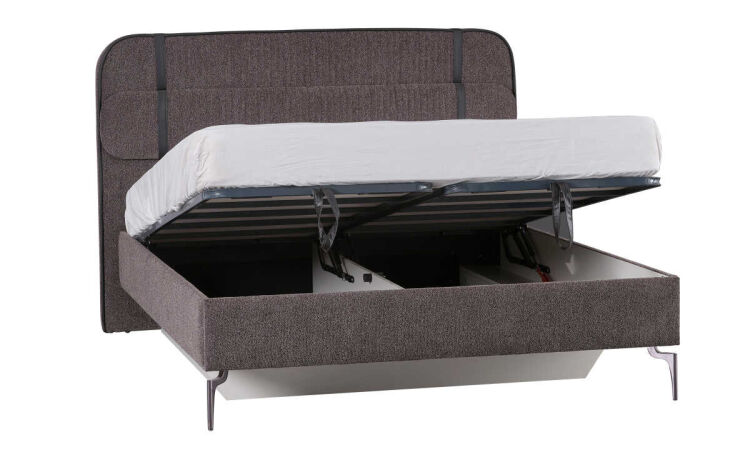Linea Fame Black Upholstered Bedstead With Base Without Headboard 160X200 - 3