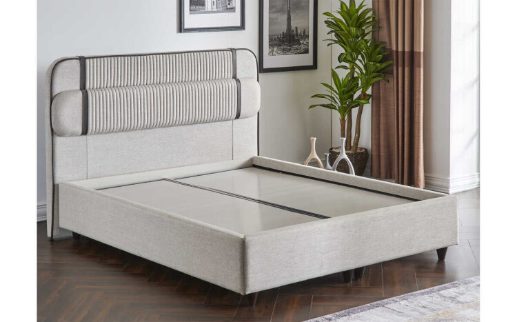 Linea Fame Black Upholstered Bedstead With Base Without Headboard 160X200 - 5