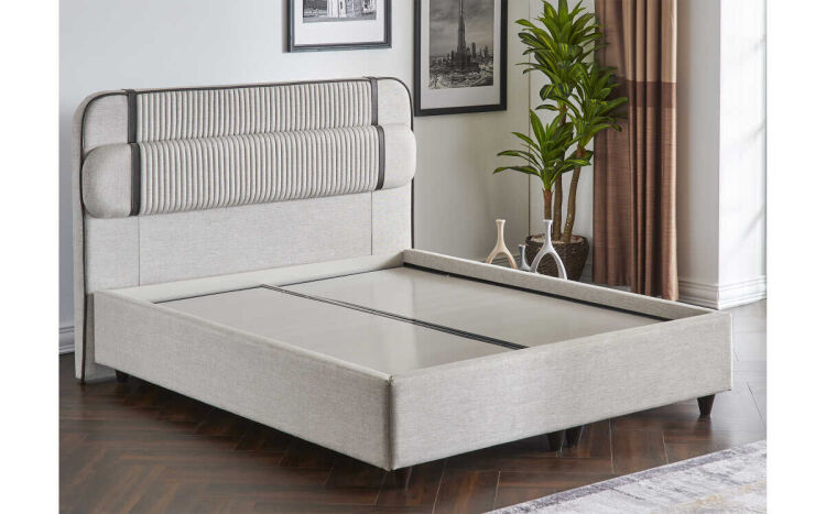 Linea Fame Black Upholstered Bedstead With Base Without Headboard 160X200 - 5