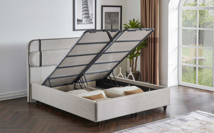 Linea Fame Black Upholstered Bedstead With Base Without Headboard 160X200 - 6