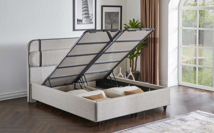 Linea Fame Black Upholstered Bedstead With Base Without Headboard 160X200 - 6