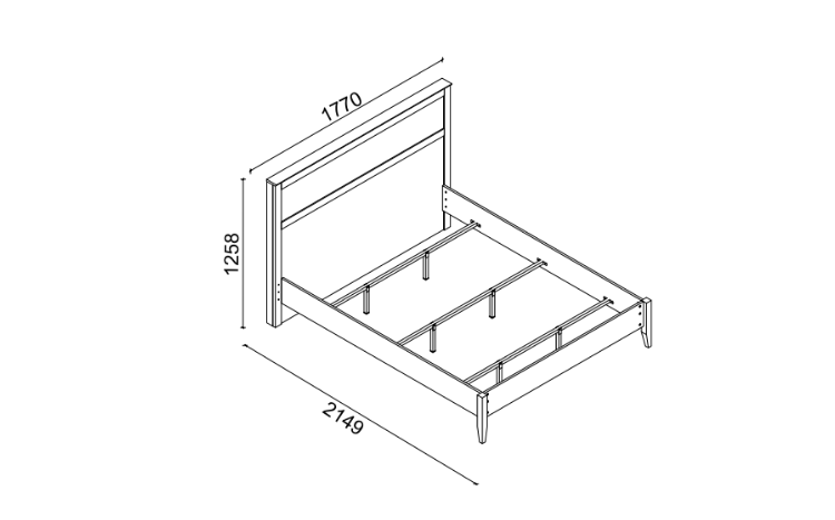 Monica Wooden Bedstead with Headboard 160x200 - 2